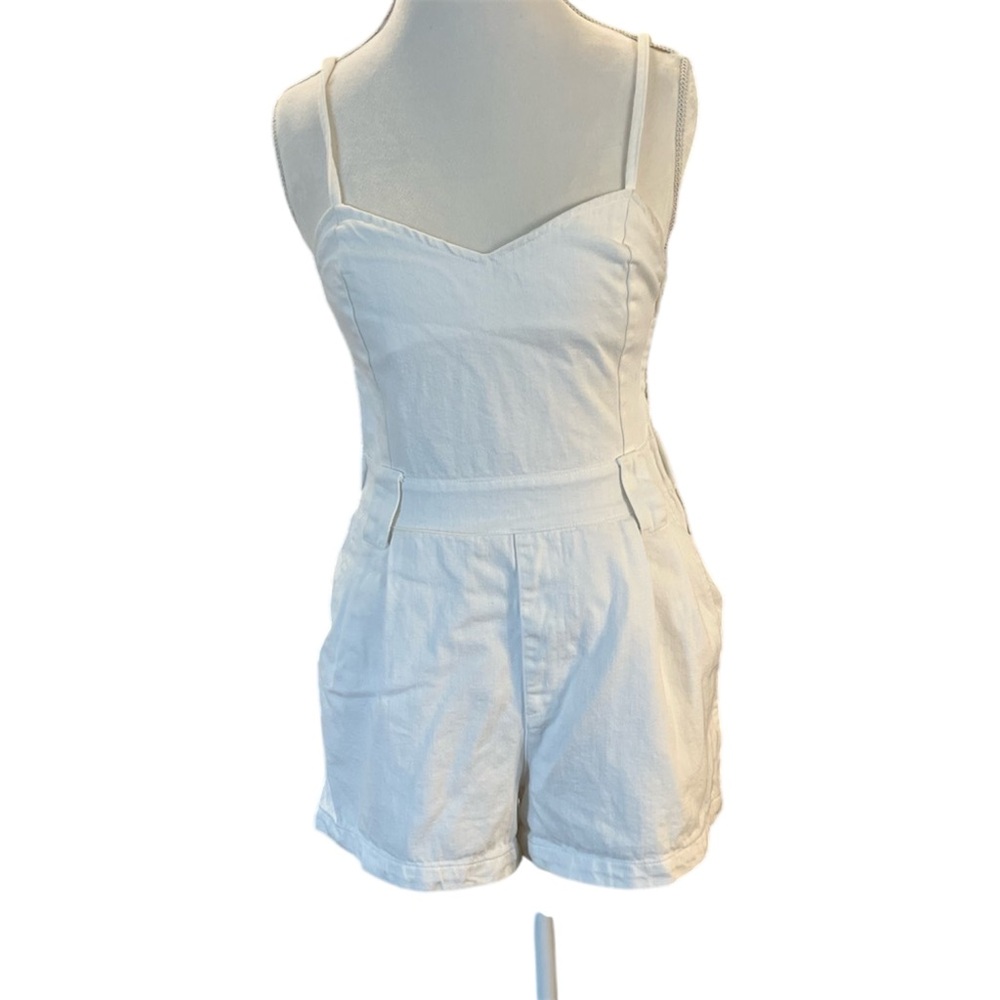 Show Me Your MuMu White Denim Romper